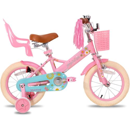 JOYSTAR 12 14 16 Inch Kids Bike with Training Wheels Girls Bike with Doll Seat Basket & Streamers Kids Bicycle for Girls 2-7 Years Toddler Girl Bikes