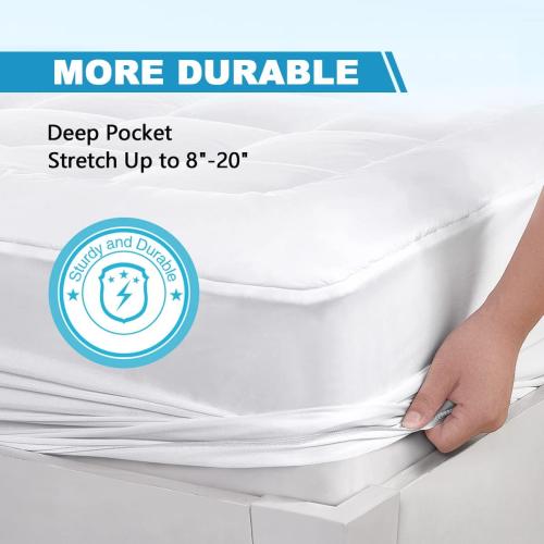 size: 60inX80in Mattress Pad Cover Top with Stretches to 18” Deep Pocket Fits Up to 8”-21” Cooling White  Bed Topper (Down Alternative, Size)