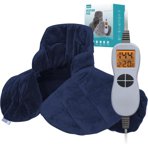 Ruqiji 19 x 24 Weighted Neck&Shoulder Heating Pad, 2.5lbs with 12 Temperature Settings&Countdown Timer,Pain Relief for Neck/Shoulders/Menstrual Pain(Navy Blue)