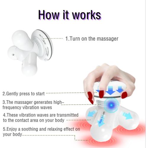 Handheld Mini Massager Hand Held Full Body Personal Massager Percussion Muscle Pain Relief for Neck, Back, Shoulder, Hand Massage Tools Cordless Massagers Vibrating-White