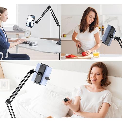 Floor Tablet Stand - Adjustable Overhead Bed Holder for Kindle, iPad, iPhone, Samsung Tab, E-Readers