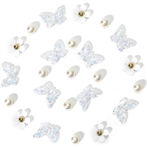 Ziigole Pink Butterfly Shoe Charms for Women, Flower Shoe Charm for Summer Clog Sandal, Pearl Shoe Decoration Charms Accessories, Party Favor, Ideal Gift