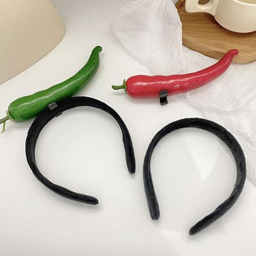 FRCOLOR Spa Headband Chili Pepper Headwear Funny Vegetable Headpieces Makeup Wash Face Hair Accessories for Women Girls