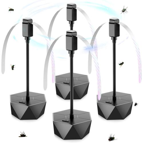 Fly Fans for Tables, Fly Repellent Fan Outdoor Indoor Keep Flies Away, Fly Repellent Fans for Tables with Holographic Blades for Picnic, Party, Restaurant, Kitchen, and BBQ, 4 Pack Black - no test