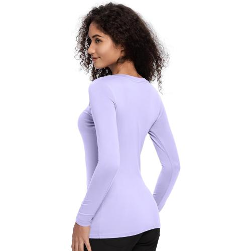 COZYFIT Underscrub Long Sleeve Women - Crew Neck Scrubs Undershirts for Nurse with Soft Fabric small lilac