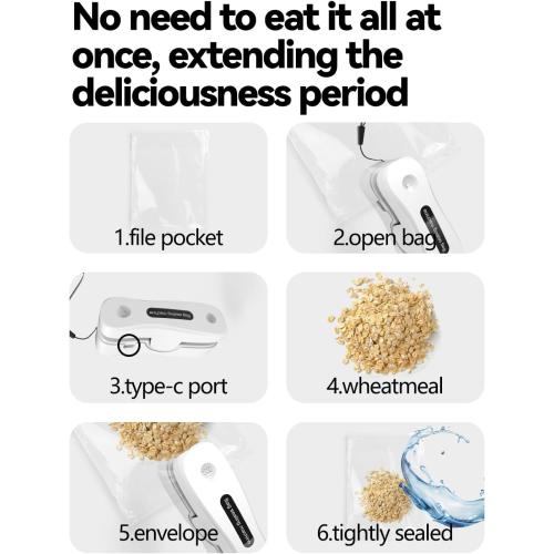 Mini Bag Sealer Rechargeable 2-in-1 Snack Sealer with Magnet Portable Bag Resealer USB Mini Sealer for chip Bag Plastic Bag Storage Freshness