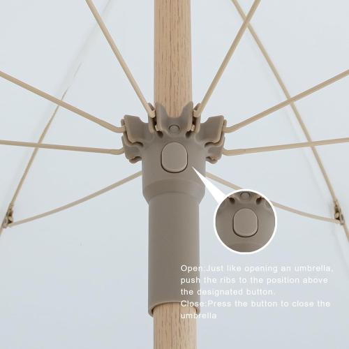 Tempera 6ft Boho Beach & Patio Umbrella with Fringe, Market Umbrellas with UPF 50  UV & Water-Resistant Canopy, 1.5 Wood Pole & Button Tilt.