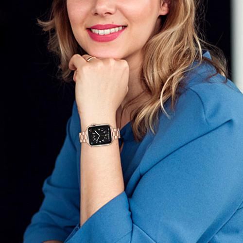 Thin Band Compatible with Apple Watch 40mm 38mm 41mm 42mm 44mm 45mm 49mm, Premium Stainless Steel Metal Replacement Adjustable Wristband Strap for iWatch Ultra SE Series 9/8/7/6/5/4/3/2/1 Women