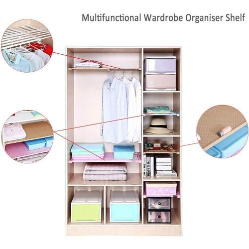 Adjustable Shelf Organizer Expandable Closet Shelf and Rod with No Drilling for Wardrobe Cupboard Kitchen Bookcase (10.3 - 14.9)
