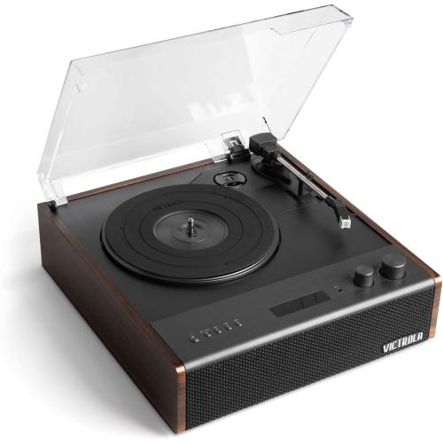 Victrola Eastwood Signature – Bluetooth Record Player – 3-Speed Turntable, Built-in Speakers, Premium MM Cartridge, Vinyl Stream for Wireless Streaming, Removable Dust Cover, (Espresso)