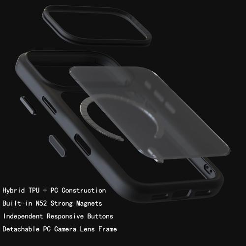 MagSafeCompatible Case for iPhone17 Pro/iPhone17 Pro Max, Soft-Touch Matte PC TPU Shockproof Cover with Camera Control Button, Anti-Slip Textured Frame, N52 Magnets,Drop Protection(Orange,17 Pro, pro,Max)