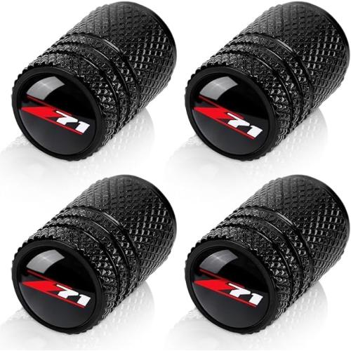 Tire Valve Stem Caps for Chevrolet Z71 Metal Car Wheel Air caps Auto Valve Stem Caps Accessories 4 Pcs Black