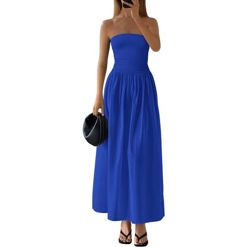 Size S PRETTYGARDEN Women 2025 Summer Elegant Strapless Maxi Dress Tube Top Dress A Line Flowy Long Wedding Party Cocktail Dresses