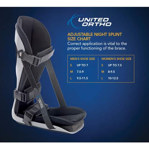 United Ortho USA12033 Plantar Fasciitis Adjustable Leg Support Brace Fits Right or Left Foot for Soreness Relief, Foot Pain and Stretching, Small, Black