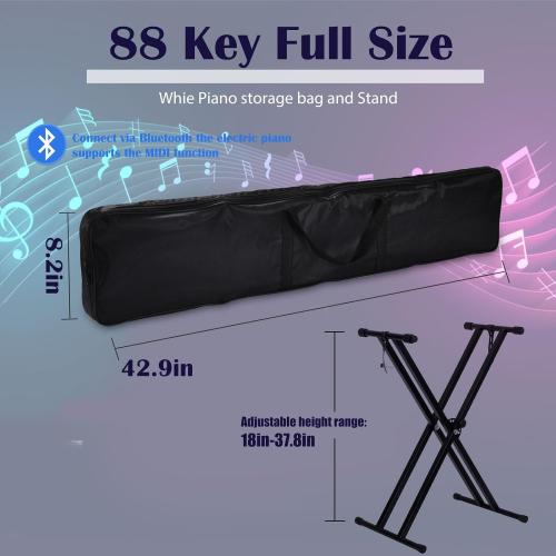 88 Key Piano Keyboard, Semi Weighted Electronic Digital Piano with Music Stand, Power Supply, Sustain Pedal, Bluetooth, Stand, MIDI, for Beginner Professional at Home, Stage (Missing parts charge and bag)