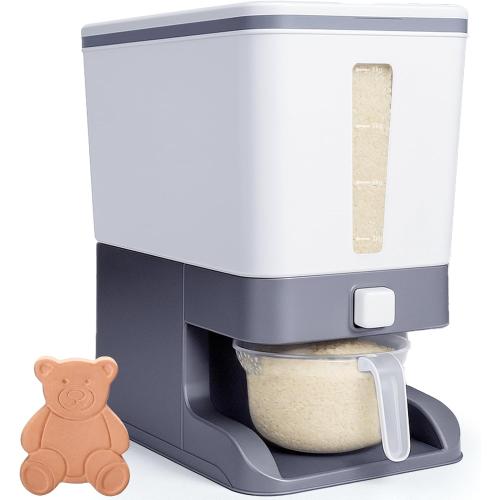 Mity rain Rice Dispenser 20 Lbs with Moisture Absorbing Clay | Rice Storage Container with Measuring Cup, 12 L Cereal Containers Storage Airtight for Kitchen Pantry Organization