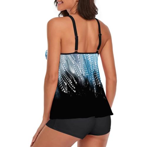 Size XL Color Blue and Black Urchics Womens 2025 Tankini Swimsuits Tummy Control Flowy Swimwear Two Piece Bathing Suits Swim Tank Top with Boyshorts