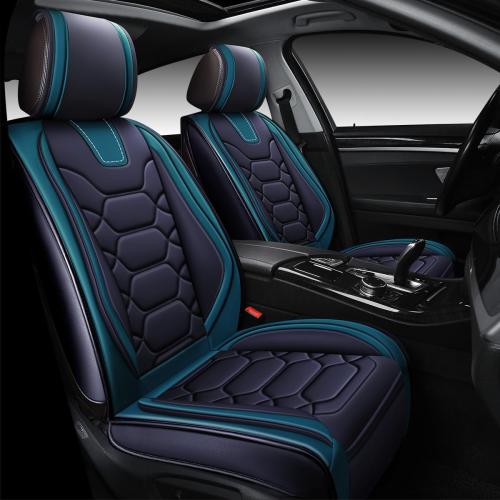 OASIS AUTO Car Seat Covers Premium Waterproof Faux Leather Cushion Universal Accessories Fit SUV Truck Sedan Automotive Vehicle Auto Interior Protector Front Pair (OS-004 Black&Teal)