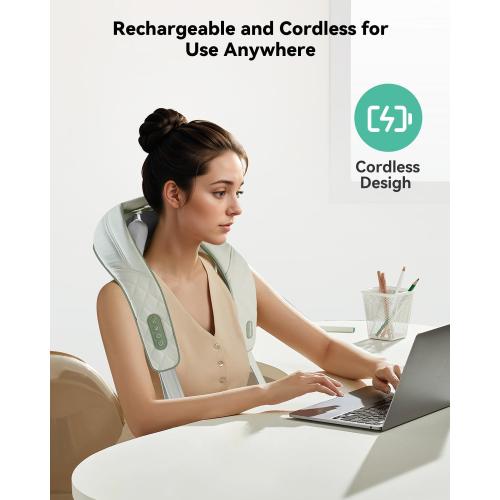 Snailax Cordless Neck Massager with Heat, Shiatsu Neck Shoulder Massager for Pain Relief Deep Tissue, 4D Kneading Shiatsu Back Massage Pillow, Gifts for Women, Men