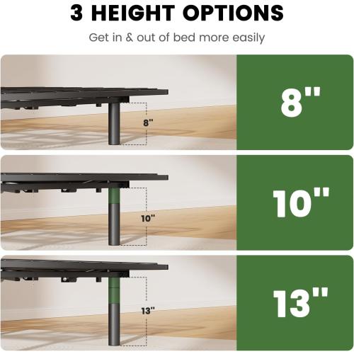 Marsail Twin XL Adjustable Bed Base Frame, 3 Options Heights 8 10 13 Head and Foot Incline, 4 USB Ports and 5 Min Assembly for Lounging, Reading, Reduce Snoring and Acid Reflux