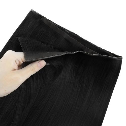 Full Shine Butterfly Weft Hair Extensions Human Hair 8 20 Inch Jet Black Invisible Thin Genius Weft with Double Layered Remy Hair Long Straight Hair Add Length