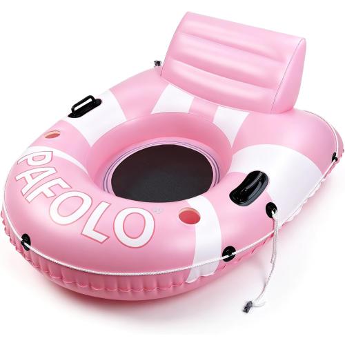 COLOR GREEN ❗❗River Tubes for Floating Heavy Duty, 53 Inflatable Pool Floats Adult, Water Tube with Mesh Seat, Full Support Headrest, 2 Cup Holder, 450lb Capacity - Ideal for Pool, River, Lake Float