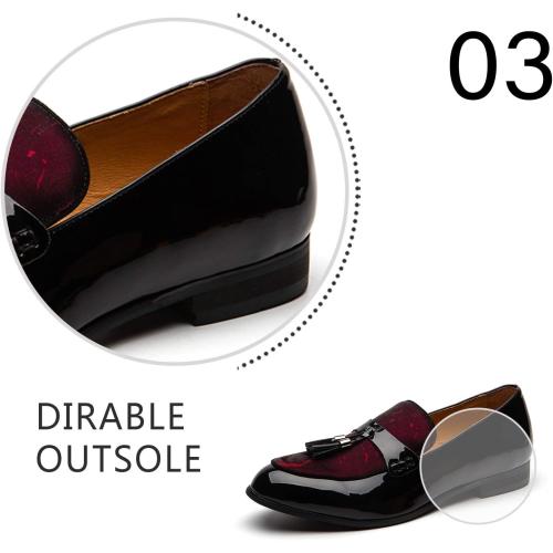 Size 13 Color Red JITAI Mens Leather Shoes Pattern Printing Men's Dress Loafer Shoes Slip-on Casual Loafer Smoking Slipper