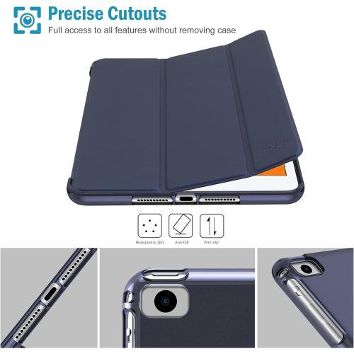 ProCase Slim Cover for iPad mini 5 Generation 2019/ Mini 4 3 2 1 (Old Model) 7.9 inch, Slim Soft TPU Back Cover Trifold Stand Folio Smart Case for iPad mini 5 4 3 2 1 -Navy