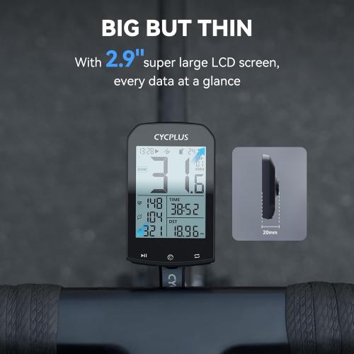 CYCPLUS GPS Wireless Bike Computer, Cycling Computer GPS with Bluetooth/ANT , Bike Speedometer with 2.9 LCD Screen, Auto Backlight IPX6 Waterproof (New Upgraded)