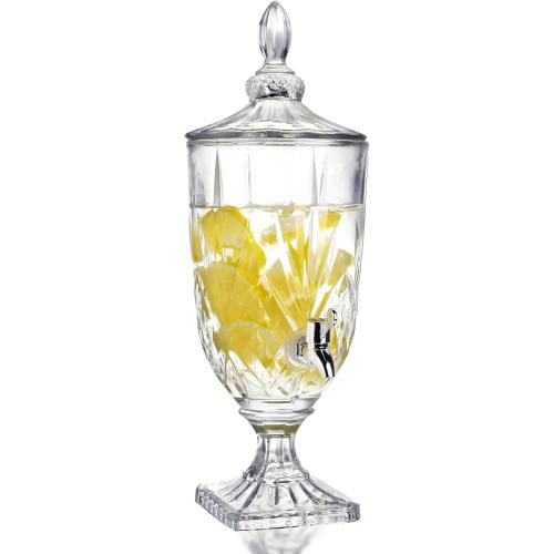Clear 0.8 Gallon Glass Drink Dispenser for Parties 3L Crytal Iced Beverage Dispenser with Spigot Wedding Beverage Server for Party Bar
