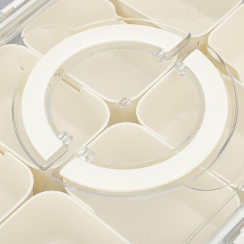 NineRun Condiment Serving Tray, Divided Serving Tray 9 Compartments Multifunctional Airtight Plastic Seasoning Platter with Lid and Handle for Home Picnic, SIXRUN5qo1tggp42
