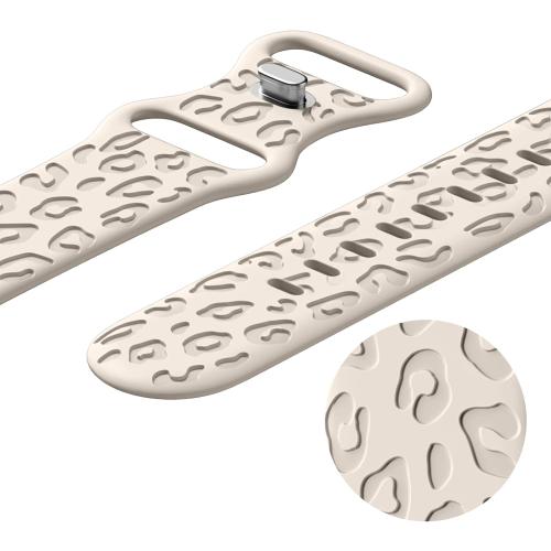 2Pack Leopard Engraved Bands Compatible with Apple Watch Band 41mm 40mm 38mm 49mm 46mm 45mm 44mm 42mm Women, Silicone Cheetah Sport Strap for iWatch Series SE 10 9 8 7 6 5 4 3 2 1,Ultra