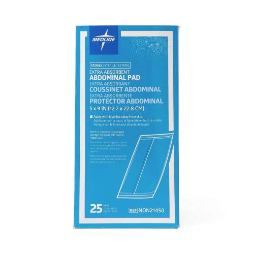 Medline NON21450H Sterile Abdominal Pads, Super Absorbent Pad, 5X9, 25 Count
