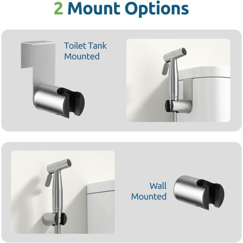 Handheld Bidet Sprayer, Muslim Shower, Adjustable Pressure | Bidet Attachment for Toliet, Adjustable Pressure, Stainless Steel Body, Feminine Wash, Cloth Diaper Rinse, Leak-Free Hose
