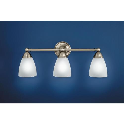 Moen YB2263BN Brantford 3-Light Dual-Mount Bath Bathroom Vanity Fixture with Frosted Glass, Brushed Nickel