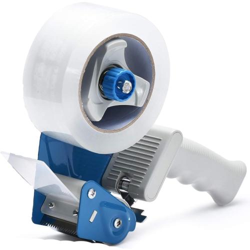 FCLMHD 2 Inch Tape Gun Dispenser with 2 Inch Carton Packing Tape, Lightweight Industrial Side Loading Tape Dispenser - Blue(2Inch