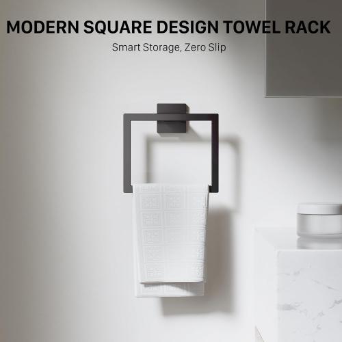 10-Piece 23.6 Inch Matte Black Bathroom Accessories Set, Bathroom Hardware Set, SUS304 Stainless Steel Bath Towel Bar Set, Toilet Paper Holder with Shelf, Towel Hooks, Towel Rings Wall Mounted