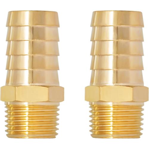 SUNGATOR Hose Barb Fittings 3/4 Inch Barb × 1/2 Inch NPT, Brass Air Hose Fittings, 3/4 to 1/2 NPT Male Air Line Repair Connector Kit, Brass Male Thread Pipe Adapter (2 Pack)