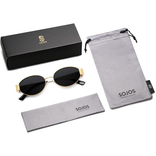 SOJOS Retro Oval Sunglasses for Women Trendy Classic Shades UV400 Protection 2 pack