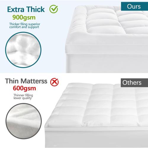 78in X 80in Mattress Topper for Back Pain - Extra Thick Cooling Mattress Pad Cover for Bed - Soft Mattress Protector Pillow Top with 8-21 Inch Deep Pocket 3D Snow Down Alternative Fill