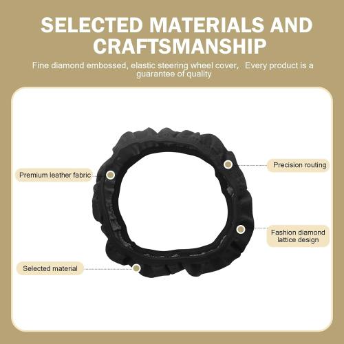 Car Steering Wheel Cover, Microfiber Leather Steering Wheel Cover，Anti-Slip Breathable Steering Wheel Protector，15 inch Universal for SUV, Truck, Van (Black)