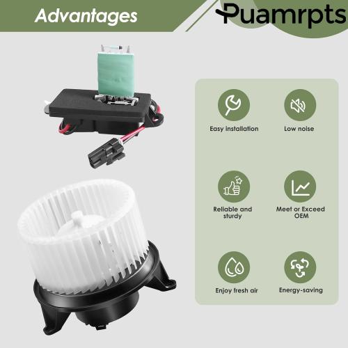 HVAC Heater Blower Motor and Resistor Kit Compatible with Chevy Silverado 1500 2003-2006, GMC Sierra 1500 2003-2006 - Replace# 700101 RU371, w/o ATC, with Console