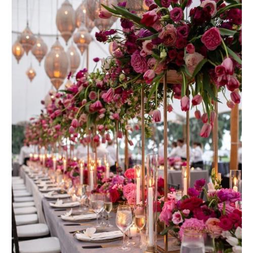 23.6inch 10 pcs Column Vases Gold Centerpieces for Table Metal Flower Stand Gold Wedding Centerpieces for Tables Party Floral Stands for Flowers