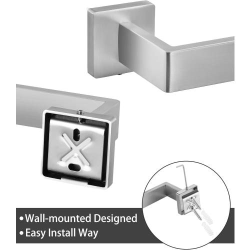 Square Bathroom Hardware Set, Bathroom Accessories Set10 Pieces Includs 16 inch Towel bar, Square Towel Ring, Toilet Paper Holder, Towel Hook (Brushed Nickel-10PCS-16Inch)