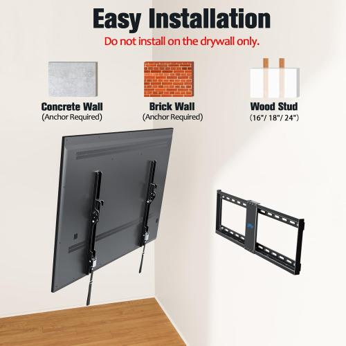 Mounting Dream UL Listed TV Mount for Most 37-75 Inch TV, Universal Tilt TV Wall Mount Fit 16, 18, 24 Stud with Loading Capacity 132lbs, Max Vesa 600 x 400mm, Low Profile Flat Wall Mount Bracket
