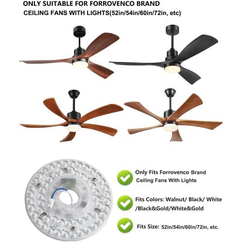 LED Fan Light Kits Replacement, LED Light Kit 15W 120V 2000LM 3 Color Temperature 3000K 4500K 6000K Ceiling Fan Led Replacement, Pack of 1