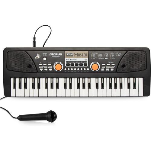 Raimy Piano Keyboard for Kids 49 Keys Portable Keyboard Piano Early Learning Educational Electronic Musical Instrument Toys Gifts for 3 4 5 6 7 8 9 Year Old Boys and Girls (Black)