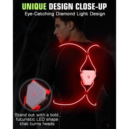 Zacro Reflective Running Vest 11 Light Modes 360°High Visibility Light up Running Vest for Cycling, Dog Walking, Rechargeable & Adjustable Illuminated Night Safety Reflective Gear Women & Men