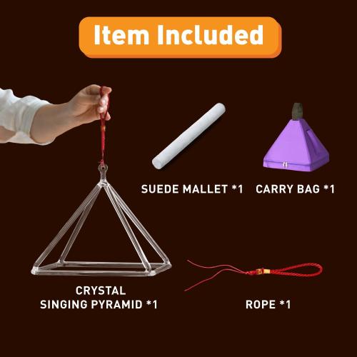 CVNC Quartz Crystal Singing Pyramid 10 Inch | Quartz Singing Pyramid Healing Musical Instrument   Carry Case Bag Powerful Energy