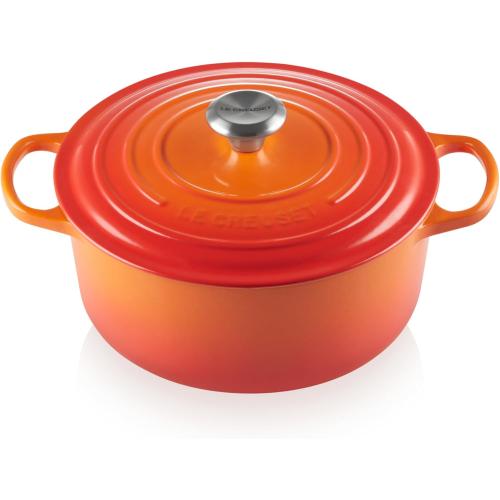 Le Creuset Enameled Cast Iron Signature Round Dutch Oven with Lid, 5.5 Quart, Flame color ivory